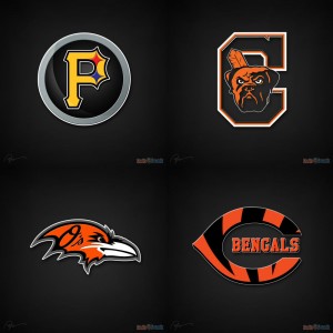 (Pittsburgh Steelers / Pittsburgh Pirates) (Cleveland Browns / Cleveland Indians) (Baltimore Ravens / Baltimore Orioles) (Cincinnati Bengals / Cincinnati Reds)
