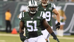 New York Jets linebacker Ikemefuna Enemkpali (51) during a preseason football game against the Indianapolis Colts on August 7, 2014 in East Rutherford, New Jersey (AP Photo/Evan Pinkus)