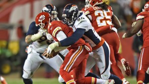 KANSAS CITY, MO - NOVEMBER 30: of the Denver Broncos of the Kansas City Chiefs during the first half on November 30, 2014 at Arrowhead Stadium in Kansas City, Missouri. (Photo by Peter G. Aiken/Getty Images) *** Local Caption ***