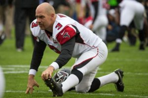 November 8, 2015; Santa Clara, CA, USA; Atlanta Falcons kicker Matt Bryant (3) stretches before the game against the San Francisco 49ers at Levi